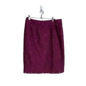 CAbi Purple Lace Knee Length Career Pencil Skirt 6